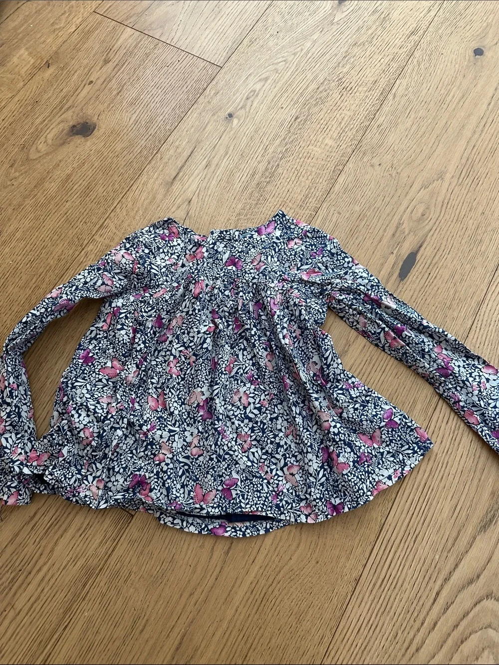 GAP Navy Floral Long Sleeve Top with Pink butterfly 5T